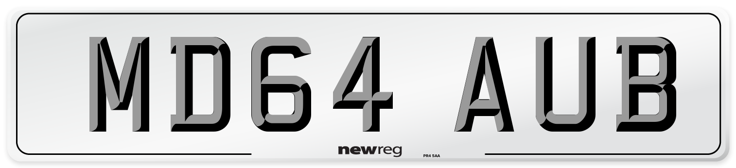MD64 AUB Number Plate from New Reg